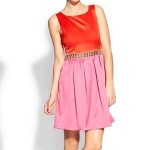 NWT Pim & Larkin Bejeweled Cocktail Dress Emerald Green and Sapphire Blue